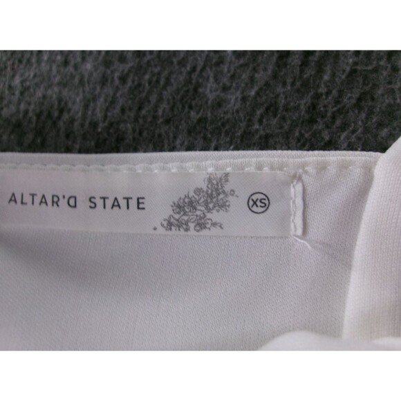 Altar'd State Dress Womens XS White Puff Sleeve Square Neck A-Line Mini Dress - Picture 6 of 10